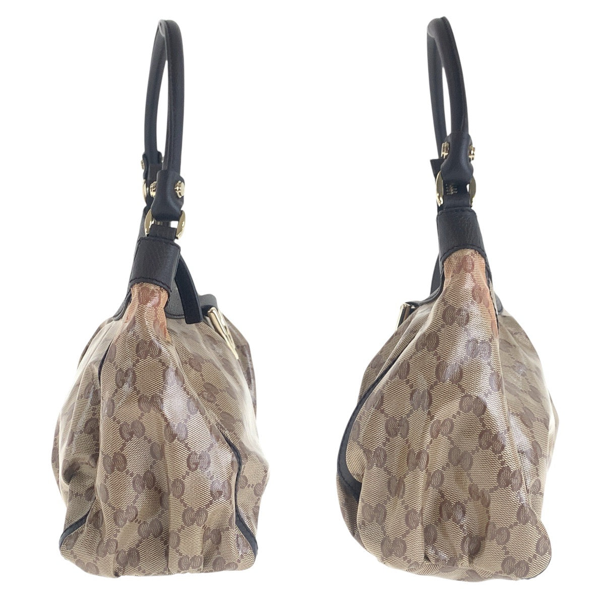 GUCCI Shoulder Bag 265692 PVC, Leather beige Abby GG Crystal Women Used Authentic