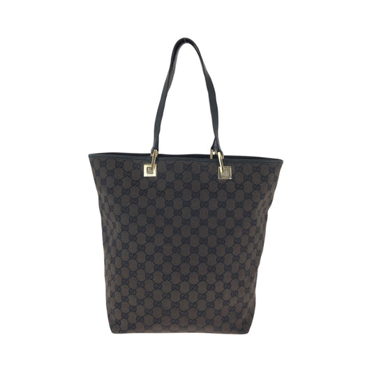 GUCCI Tote Bag 002 1098 GG canvas Brown Black Gold Metal Tote Bag Shoulder Bag Women Used Authentic