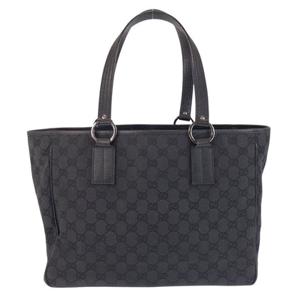 GUCCI Tote Bag 113017 GG canvas, leather Black black Tote Bag Shoulder Bag Women Used Authentic
