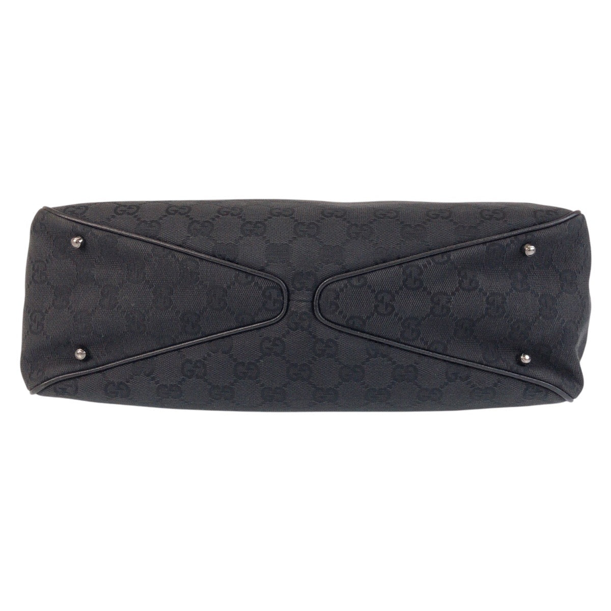 GUCCI Tote Bag 113017 GG canvas, leather Black black Tote Bag Shoulder Bag Women Used Authentic