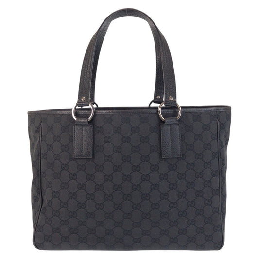GUCCI Tote Bag 113017 GG canvas, leather Black black Tote Bag Shoulder Bag Women Used Authentic