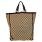 GUCCI Tote Bag 130733 GG canvas, leather Brown Gold Metal Tote Bag Shoulder Bag Abbey Women Used Authentic