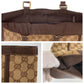 GUCCI Tote Bag 130733 GG canvas, leather Brown Gold Metal Tote Bag Shoulder Bag Abbey Women Used Authentic