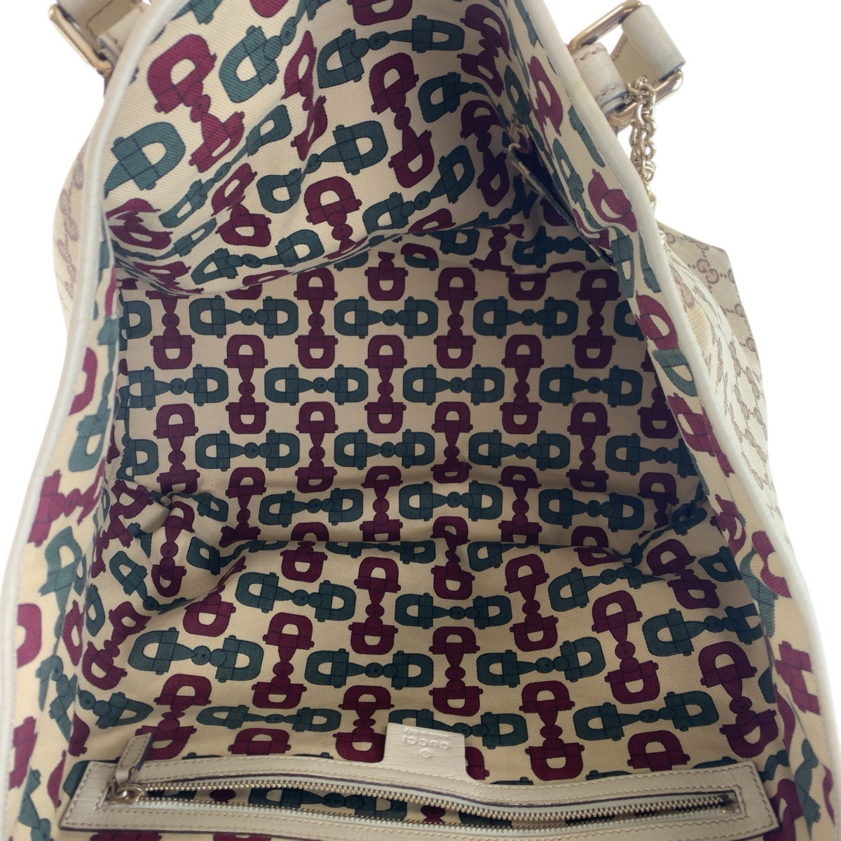 GUCCI Tote Bag 139260 GG canvas, leather Brown White Gold Metal Tote Bag Shoulder Bag Sherry line Women Used Authentic