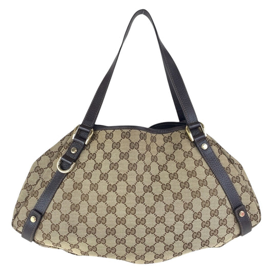 GUCCI Shoulder Bag 130736 GG canvas Beige Brown Gold Metal