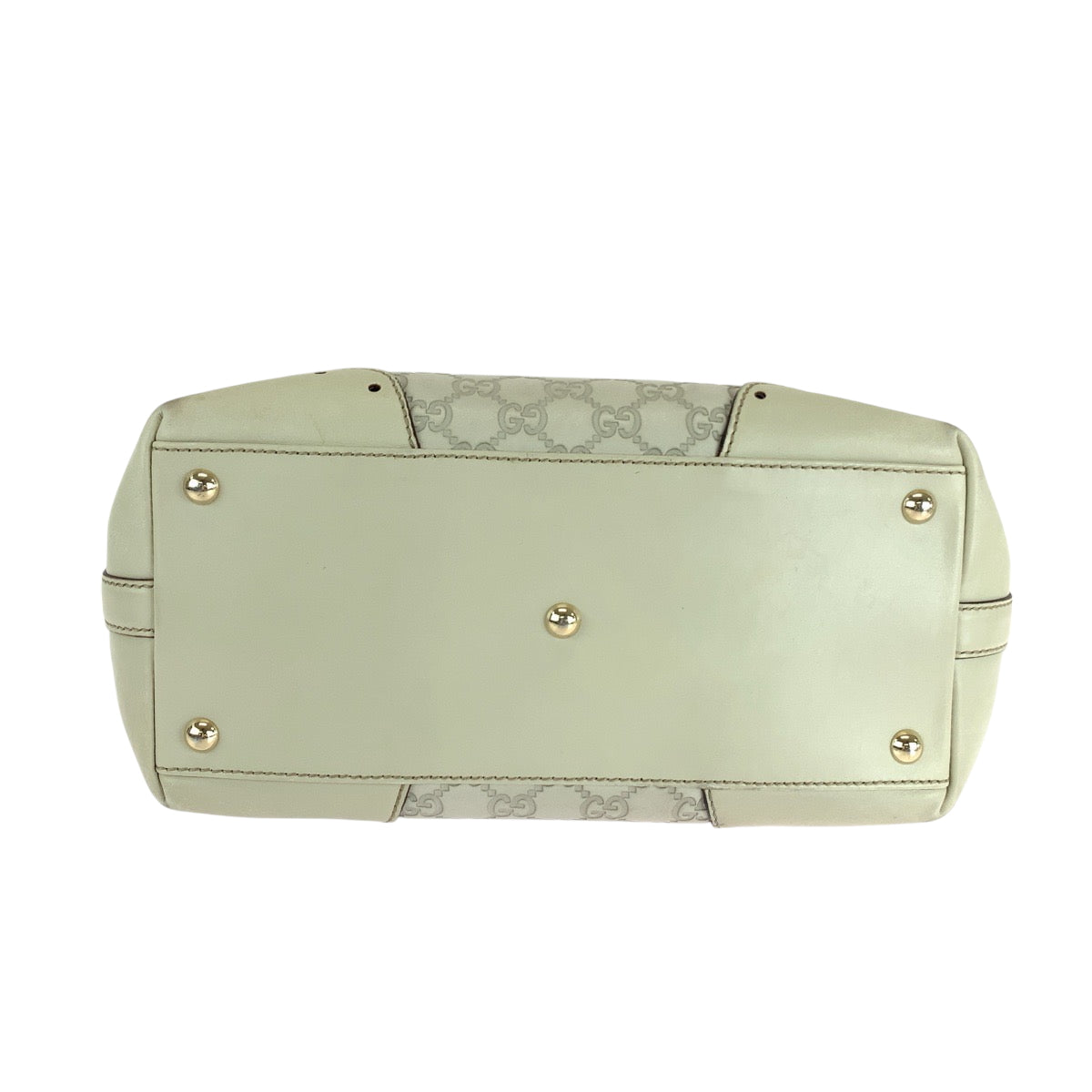 GUCCI Tote Bag 145998 leather Ivory Gold Metal Guccisima