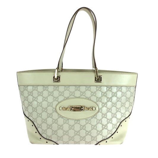 GUCCI Tote Bag 145998 leather Ivory Gold Metal Guccisima