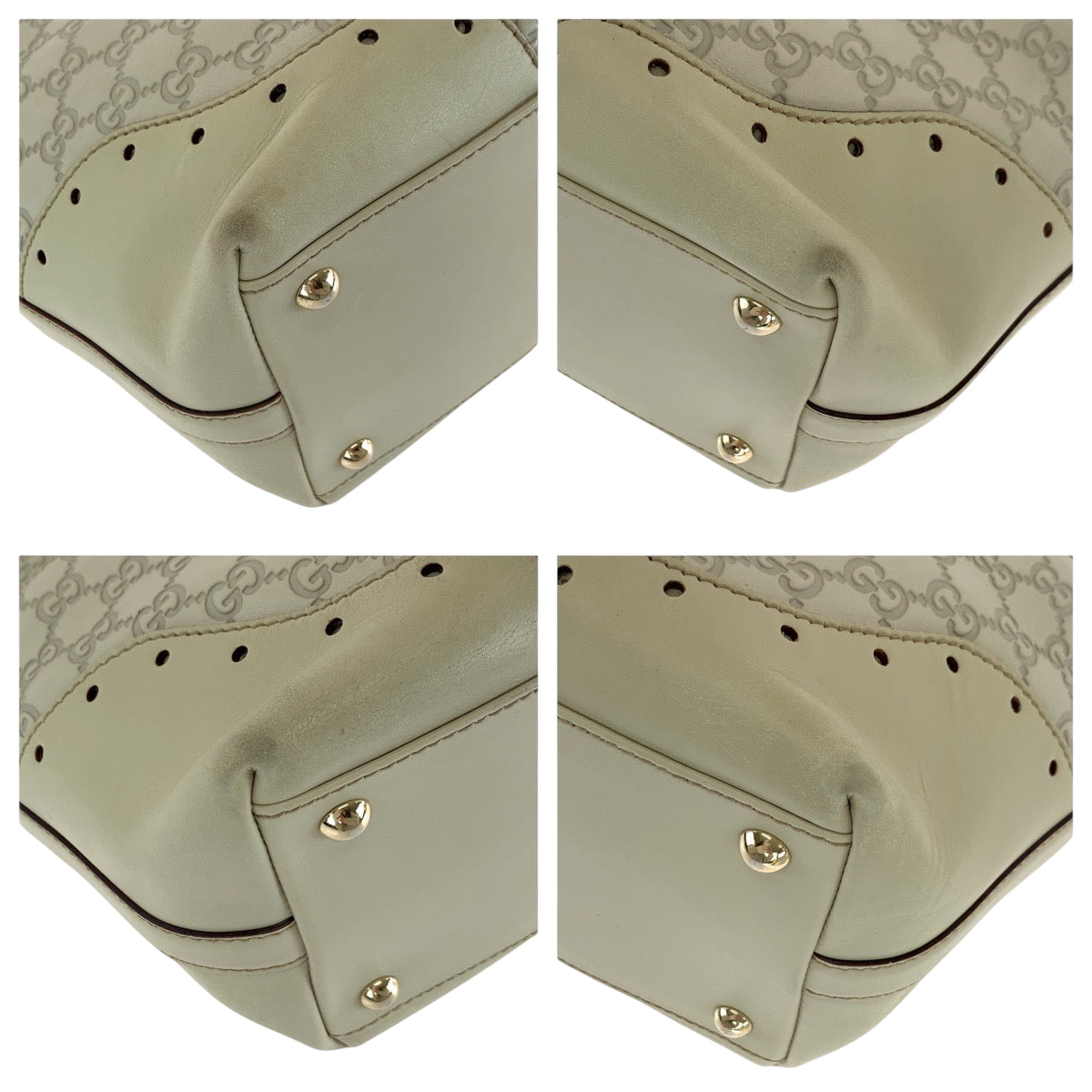 GUCCI Tote Bag 145998 leather Ivory Gold Metal Guccisima