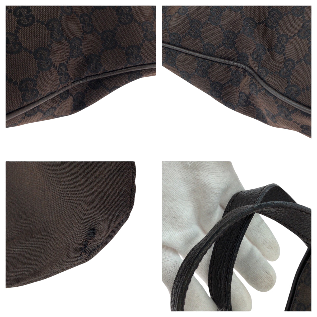 GUCCI Tote Bag 272347 GG canvas Brown Gold Metal Tote Bag handbag mens Used Authentic