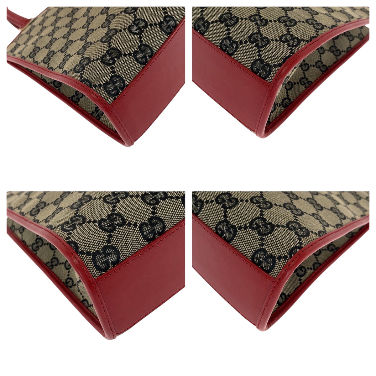 GUCCI Handbag 002 1065 GG canvas Gray Red Gold Metal Handbag Tote Bag Jackie Women Used Authentic