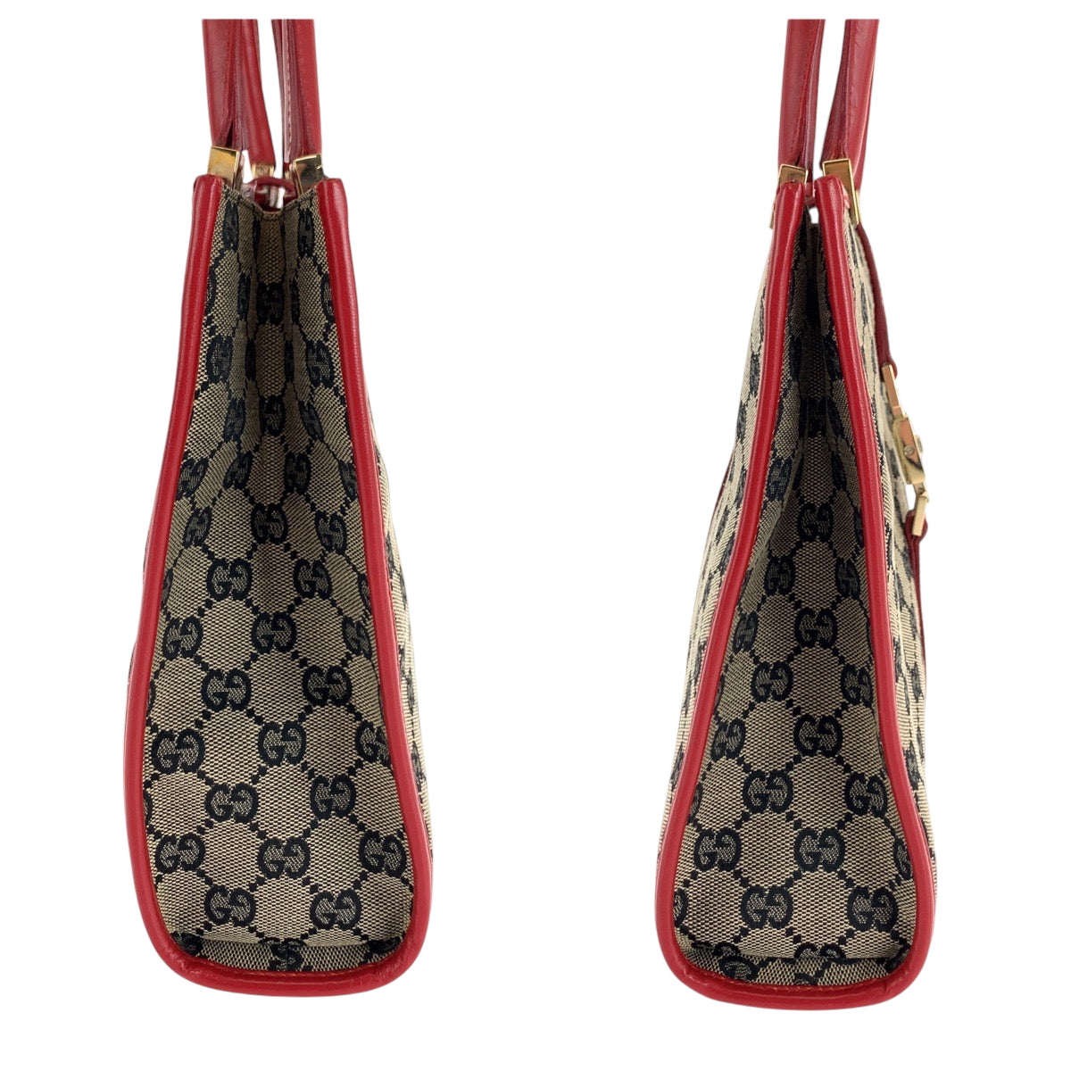 GUCCI Handbag 002 1065 GG canvas Gray Red Gold Metal Handbag Tote Bag Jackie Women Used Authentic