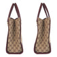 GUCCI Tote Bag 120895 GG canvas, leather Beige Bordeaux Gold Metal Tote Bag handbag Women Used Authentic