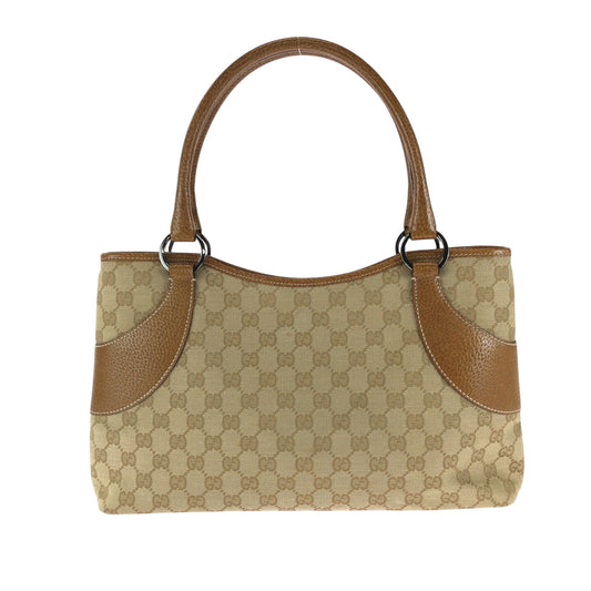 GUCCI Tote Bag 113015 GG canvas Brown Beige SilverMetal Tote Bag handbag Women Used Authentic