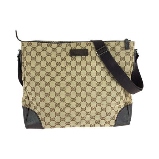 GUCCI Shoulder Bag 110054 GG canvas Beige Brown SilverMetal Shoulder Bag Messenger bag Women Used Authentic