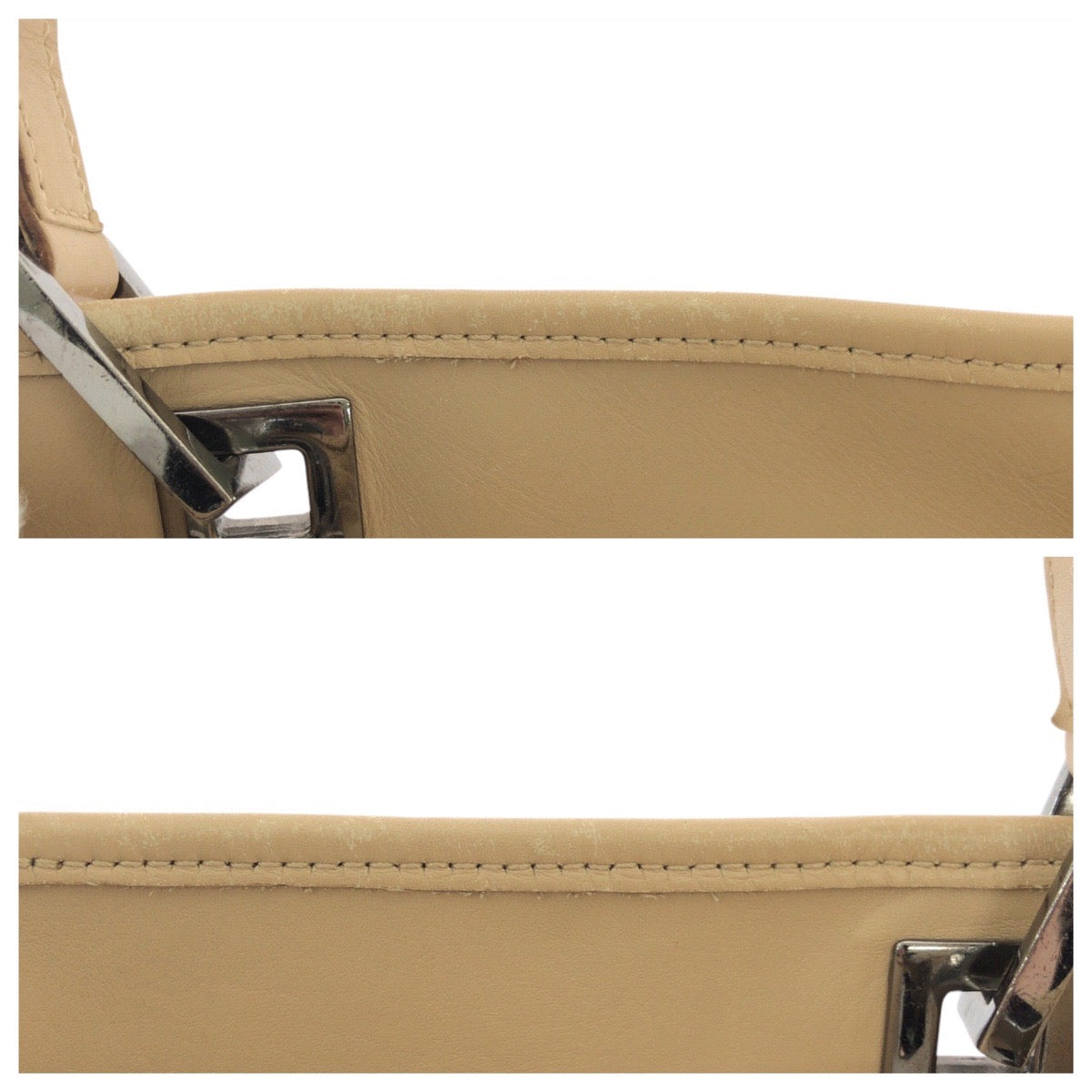 GUCCI Tote Bag 31244 GG canvas, leather Beige Brown SilverMetal Tote Bag Shoulder Bag Women Used Authentic
