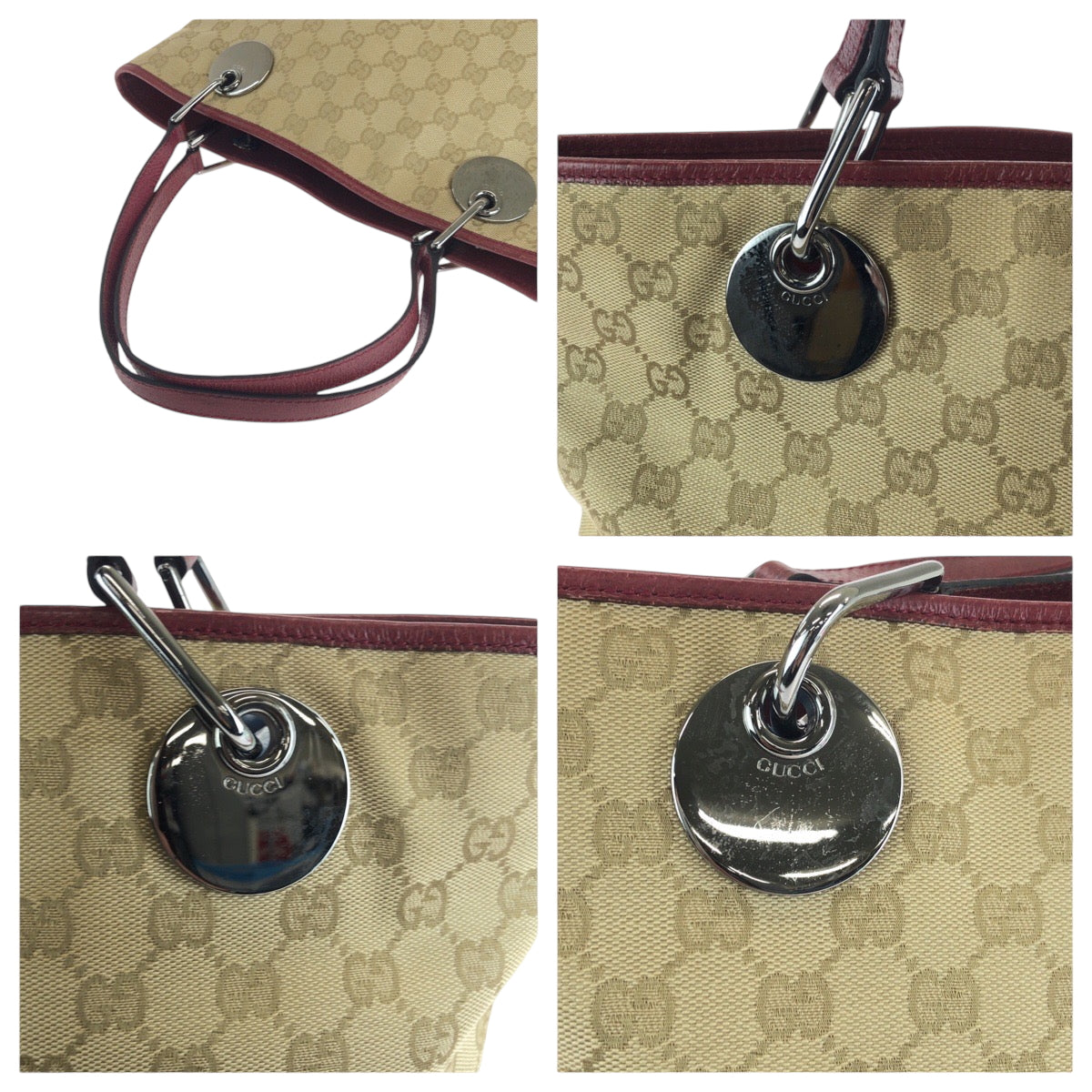 GUCCI Tote Bag 120836 GG canvas beige Tote Bag handbag Women Used Authentic