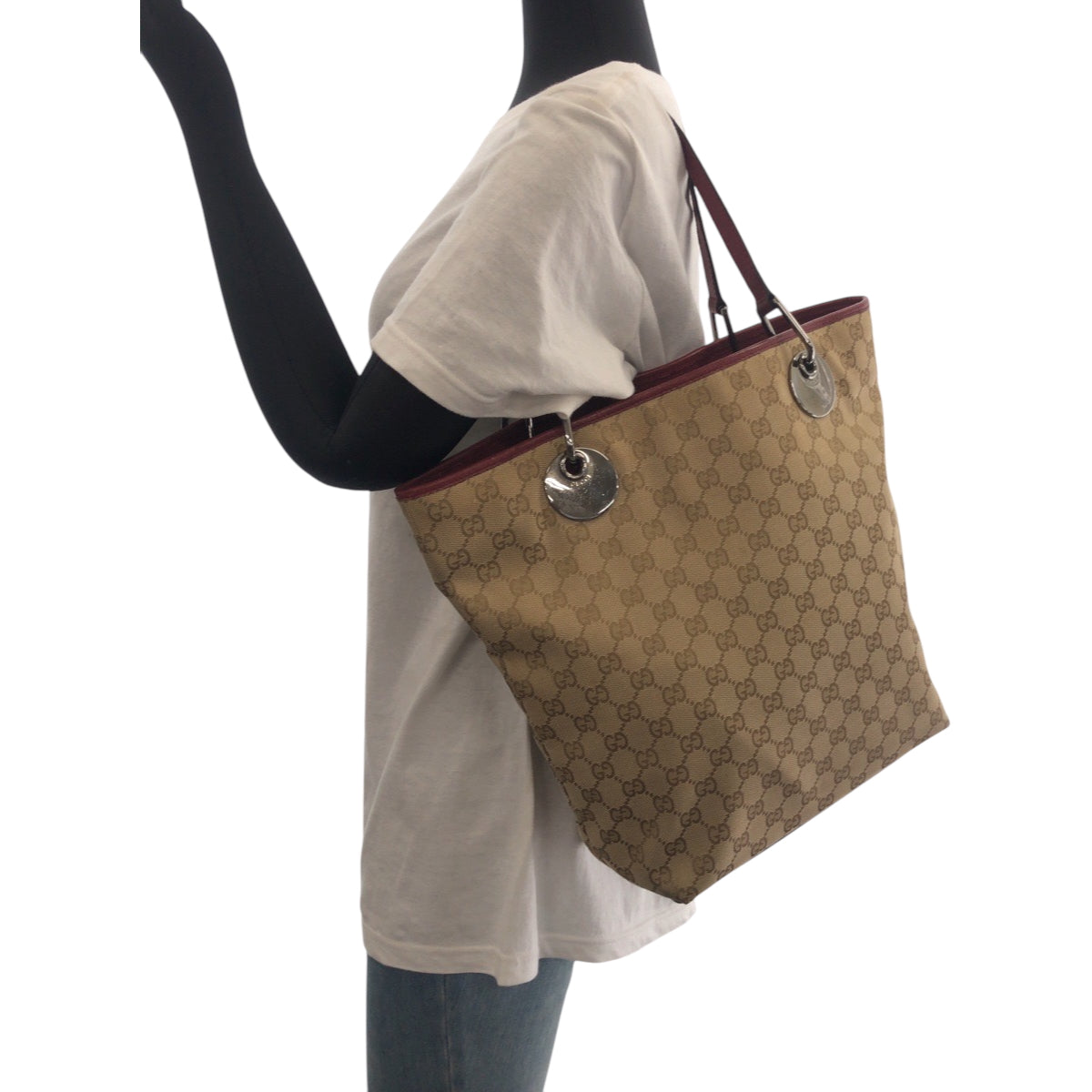 GUCCI Tote Bag 120836 GG canvas beige Tote Bag handbag Women Used Authentic