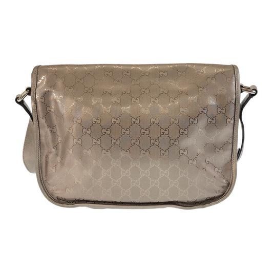 GUCCI Shoulder Bag 201732 PVC Metallic Brown SilverMetal Shoulder Bag Messenger bag GG implementation Women Used Authentic