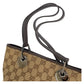 GUCCI Tote Bag 120840 GG canvas, leather Beige Brown SilverMetal Tote Bag Shoulder Bag Women Used Authentic