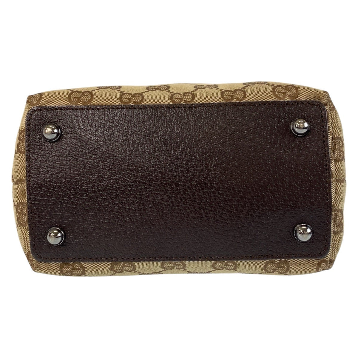 GUCCI Tote Bag 120840 GG canvas, leather Beige Brown SilverMetal Tote Bag Shoulder Bag Women Used Authentic
