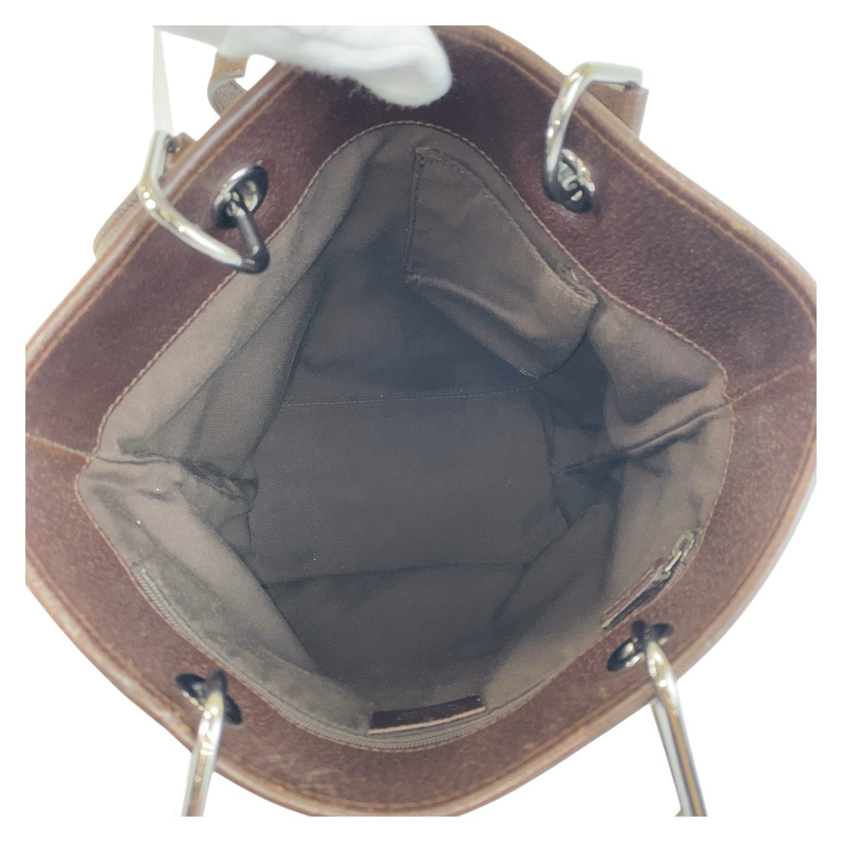 GUCCI Tote Bag 120840 GG canvas, leather Beige Brown SilverMetal Tote Bag Shoulder Bag Women Used Authentic