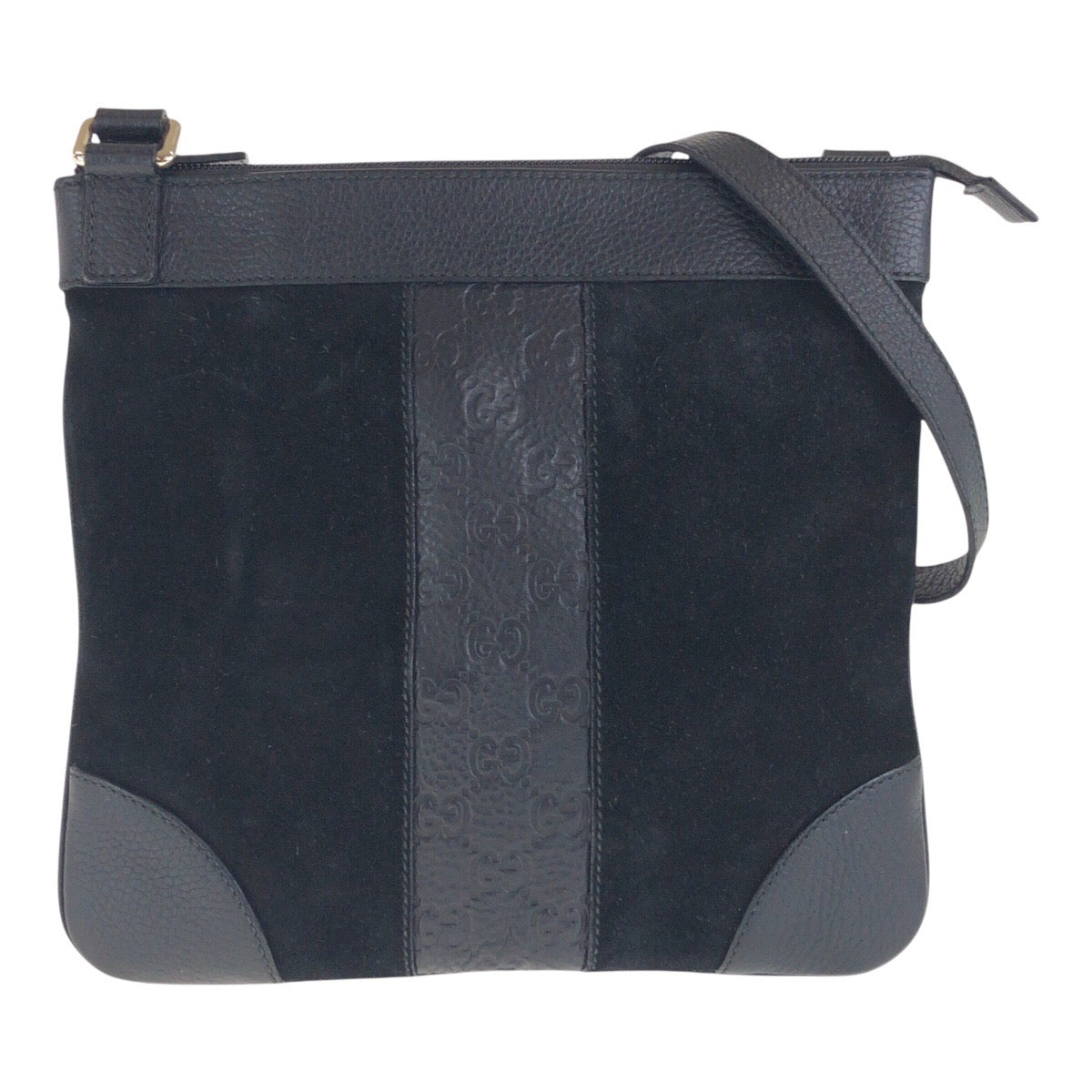 GUCCI Shoulder Bag 272 396 Suede, Leather Black Silver Metal Crossbody Shoulder Bag Women Used Authentic