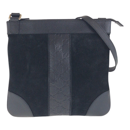 GUCCI Shoulder Bag 272 396 Suede, Leather Black Silver Metal Crossbody Shoulder Bag Women Used Authentic