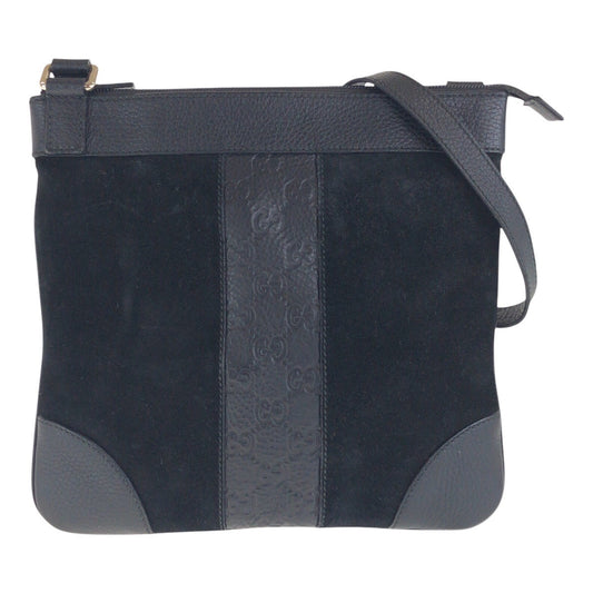 GUCCI Shoulder Bag 272 396 Suede, Leather Black Silver Metal Crossbody Shoulder Bag Women Used Authentic