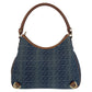 GUCCI Shoulder Bag 130738 canvas Blue Brown Gold Metal Abby Interlocking