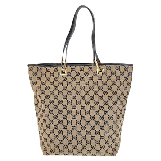 GUCCI Tote Bag 002 1098 GG canvas, leather Black GoldMetal Tote Bag Shoulder Bag Women Used Authentic
