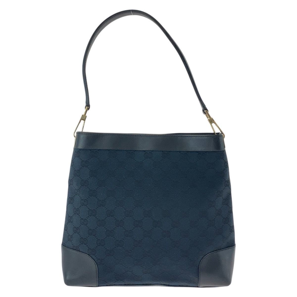 GUCCI Shoulder Bag 33900 GG canvas, leather Black GoldMetal Women Used Authentic