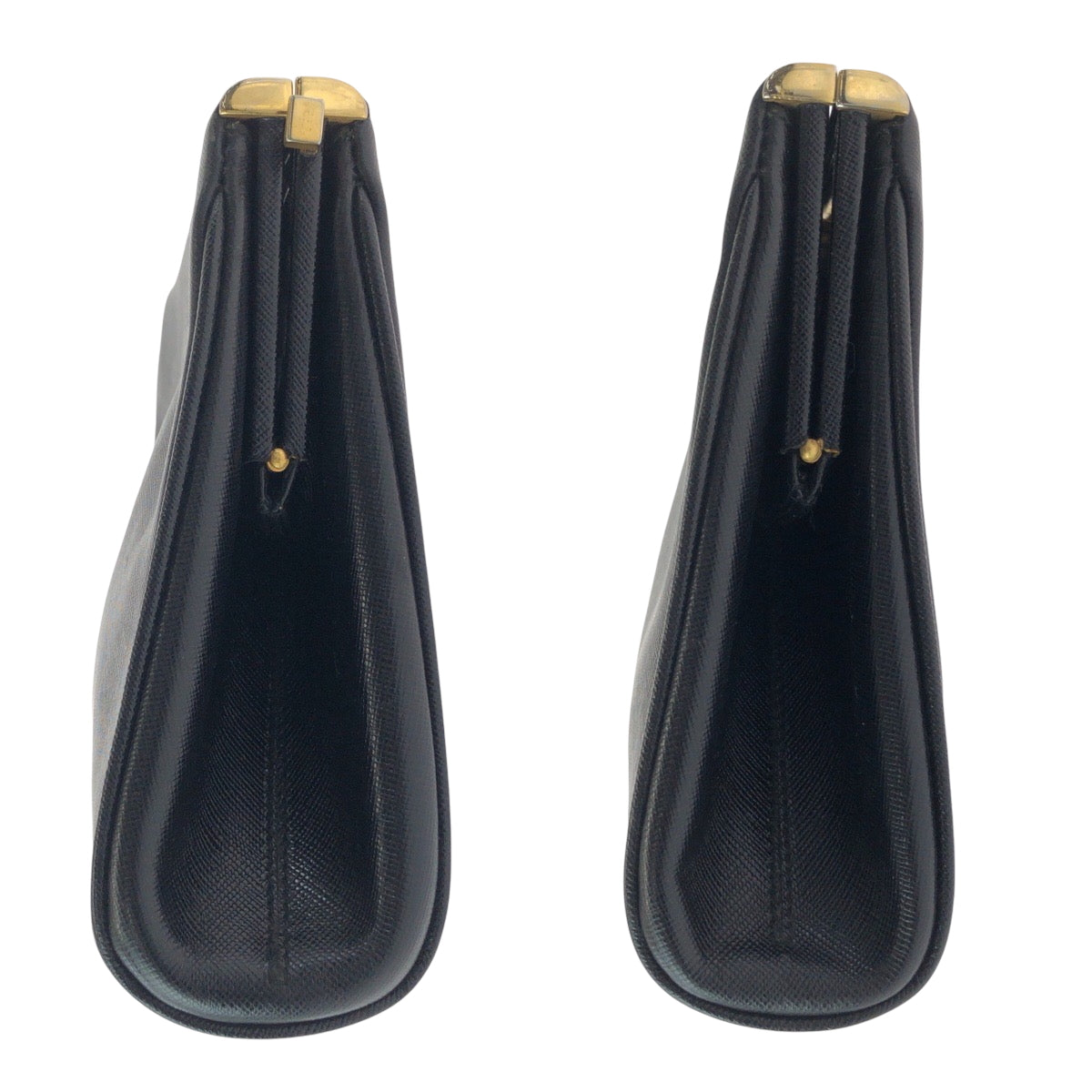 PRADA business bag leather Black GoldMetal business bag clutch bag Safiano logo Women Used Authentic