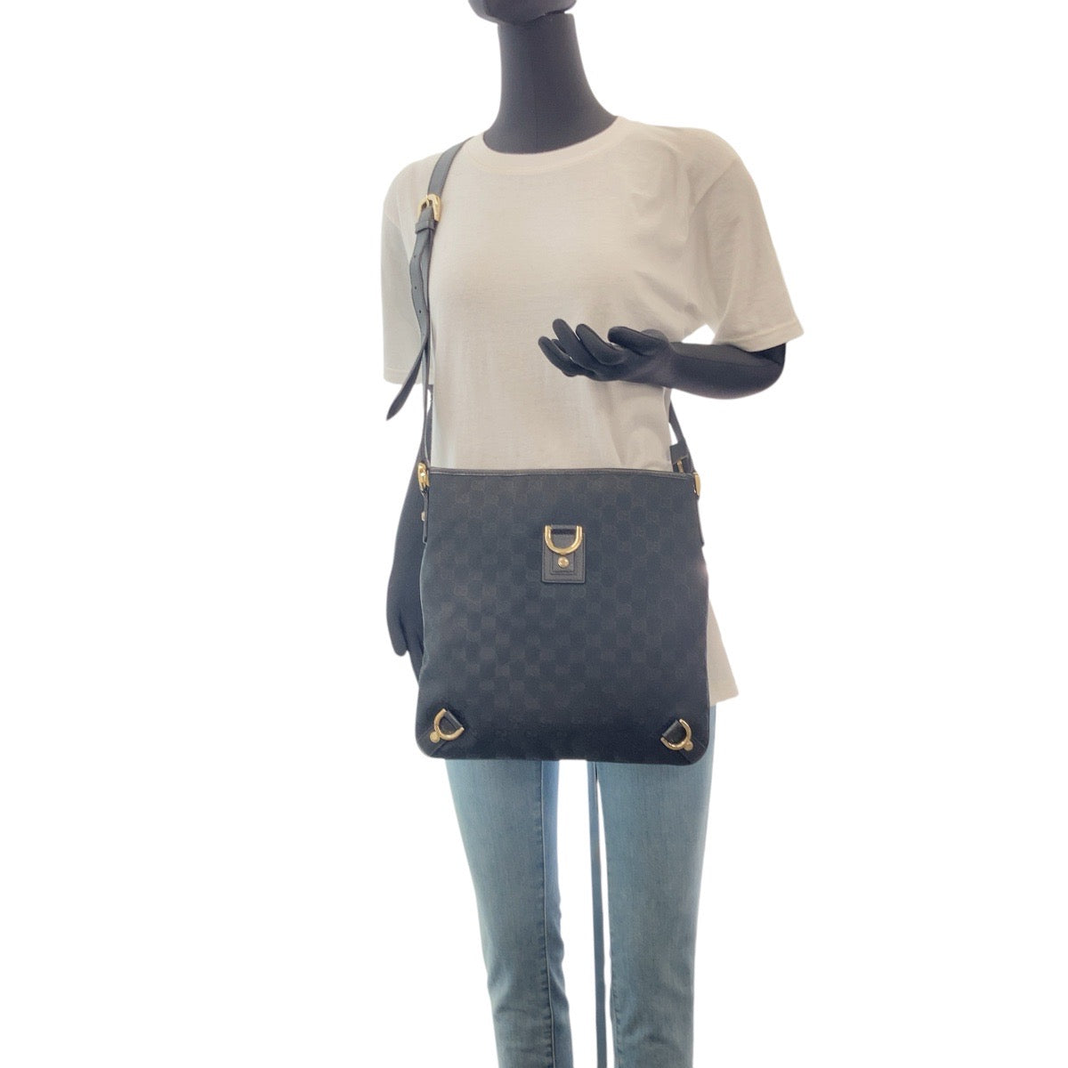GUCCI Shoulder Bag 131326 GG canvas, leather Black GoldMetal Shoulder Bag pochette Abbey Women(Unisex) Used Authentic
