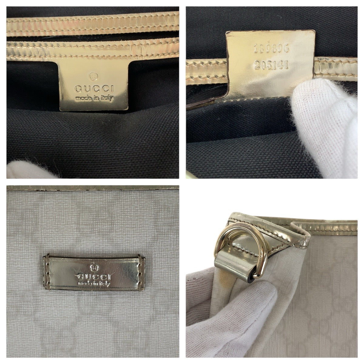 GUCCI Tote Bag 189896 GG Supreme canvas, enamel White gold Tote Bag Shoulder Bag Women Used Authentic
