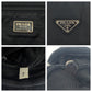 PRADA Tote Bag Nylon Black SilverMetal Tote Bag Shoulder Bag Test Triangle With logo Women Used Authentic
