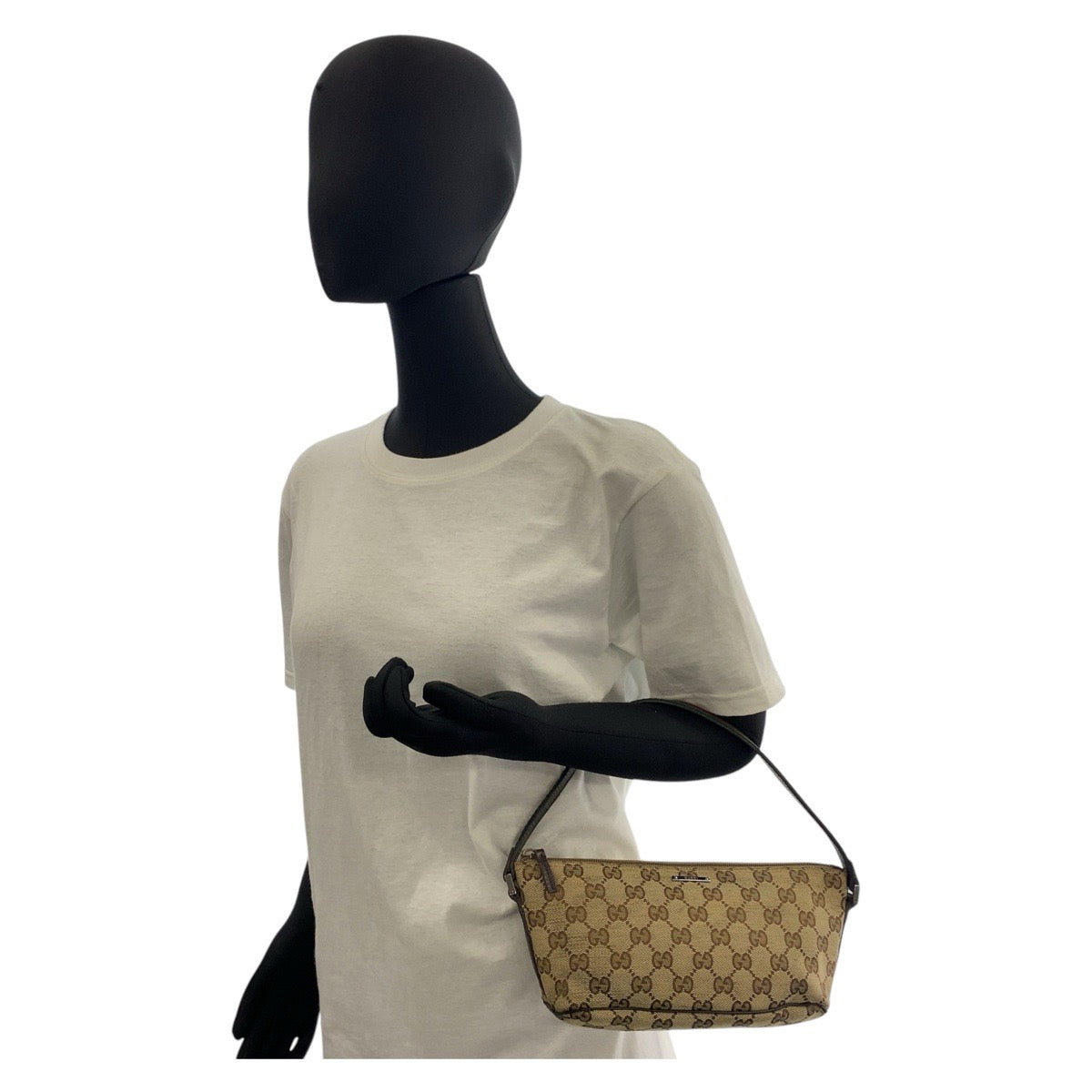 GUCCI Handbag 141809 GG canvas, leather Beige brown Handbag accessory pouch Sherry line Women Used Authentic