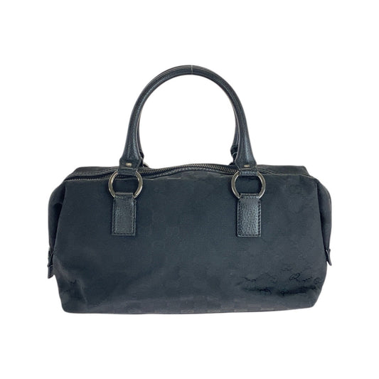 GUCCI Tote Bag 113009 GG canvas, leather Black SilverMetal Tote Bag handbag Women Used Authentic