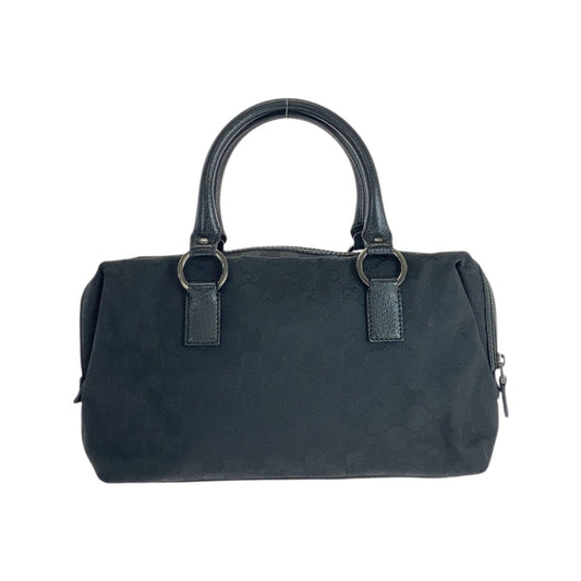 GUCCI Tote Bag 113009 GG canvas, leather Black SilverMetal Tote Bag handbag Women Used Authentic