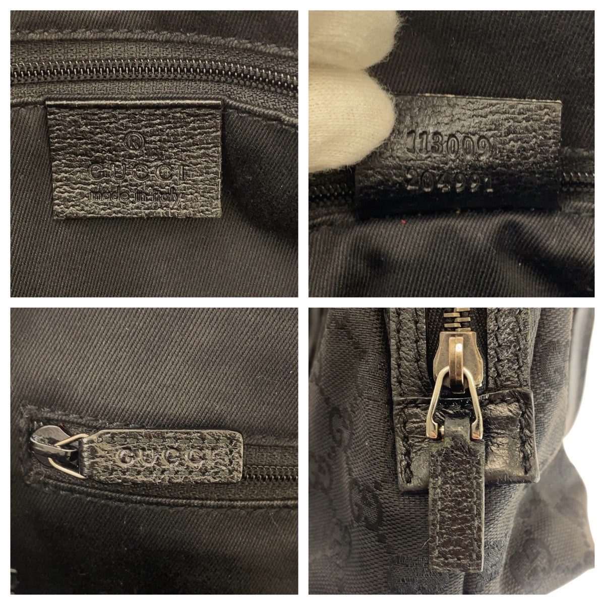 GUCCI Tote Bag 113009 GG canvas, leather Black SilverMetal Tote Bag handbag Women Used Authentic
