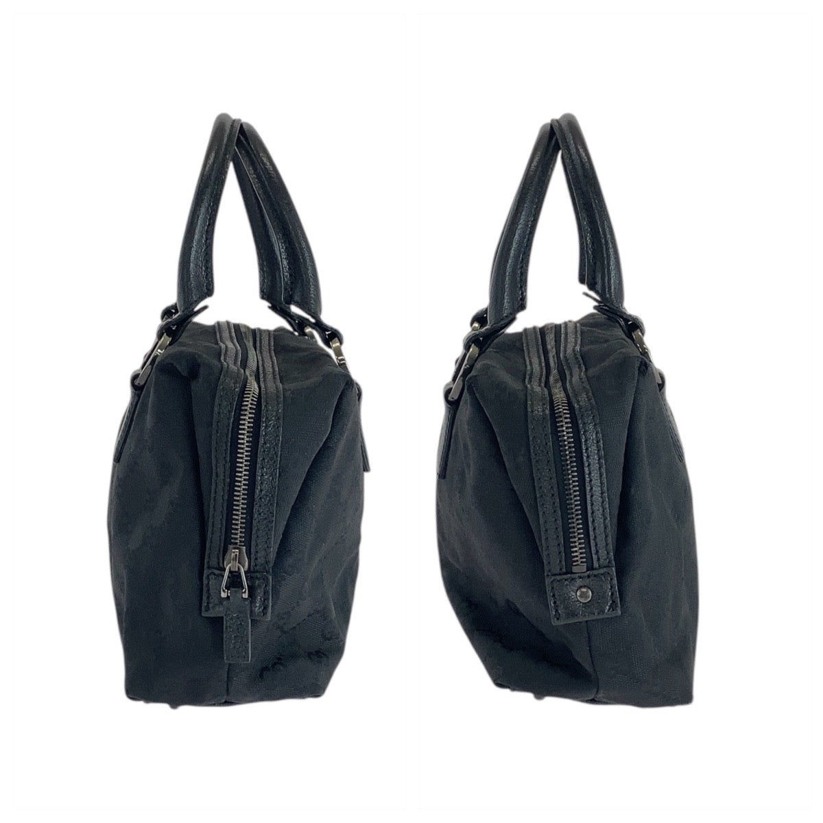 GUCCI Tote Bag 113009 GG canvas, leather Black SilverMetal Tote Bag handbag Women Used Authentic