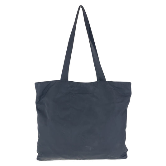 PRADA Tote Bag Nylon Black SilverMetal Tote Bag Shoulder Bag Test Triangle With logo Women Used Authentic