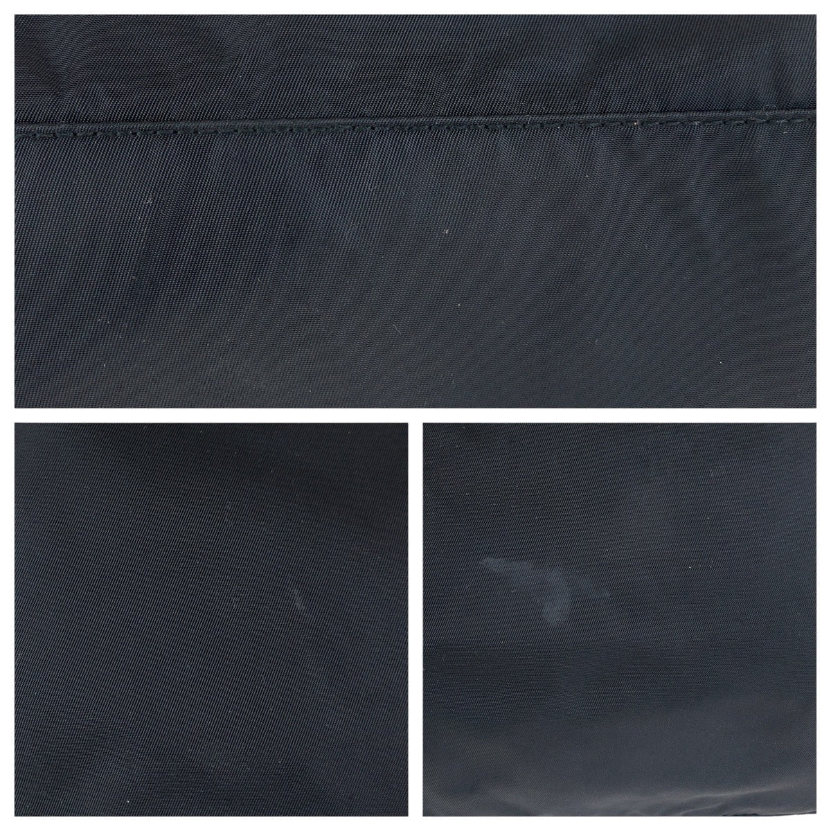 PRADA Tote Bag Nylon Black SilverMetal Tote Bag Shoulder Bag Test Triangle With logo Women Used Authentic
