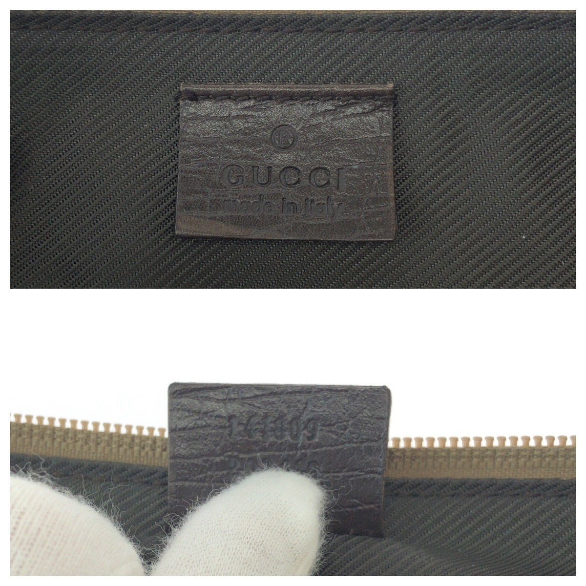GUCCI Handbag 141309 GG canvas Beige Brown SilverMetal Handbag accessory pouch Sherry line Women Used Authentic