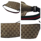 GUCCI Handbag 141309 GG canvas Beige Brown SilverMetal Handbag accessory pouch Sherry line Women Used Authentic