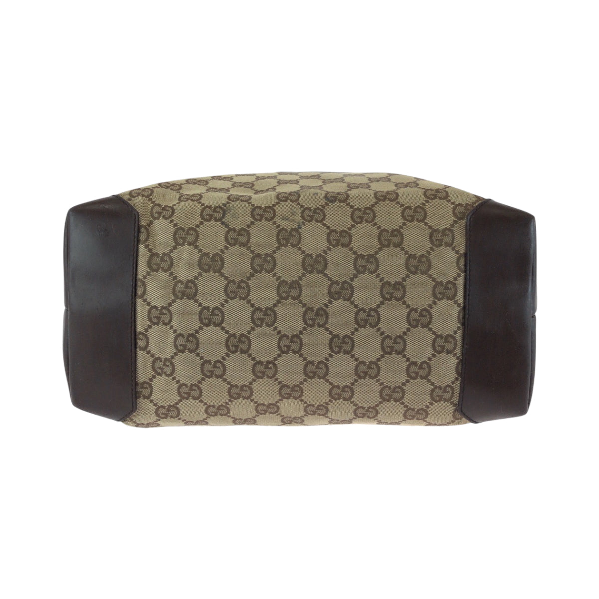 GUCCI Tote Bag 019 0401 GG canvas Beige Brown SilverMetal Tote Bag Shoulder Bag Women Used Authentic
