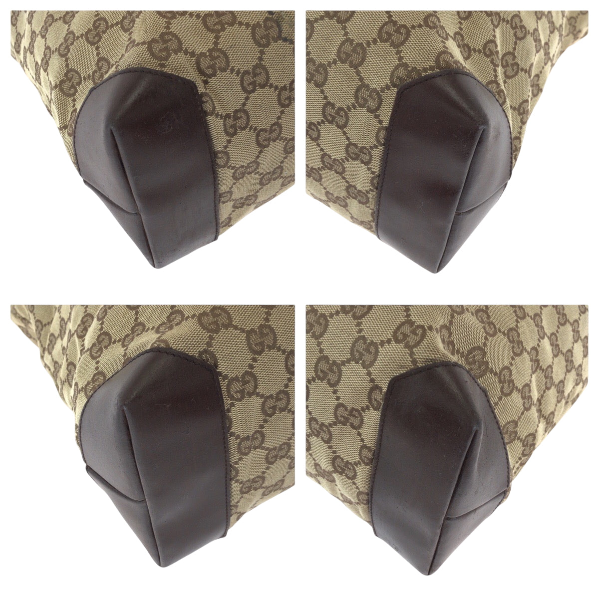 GUCCI Tote Bag 019 0401 GG canvas Beige Brown SilverMetal Tote Bag Shoulder Bag Women Used Authentic