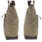 GUCCI Tote Bag 019 0401 GG canvas Beige Brown SilverMetal Tote Bag Shoulder Bag Women Used Authentic