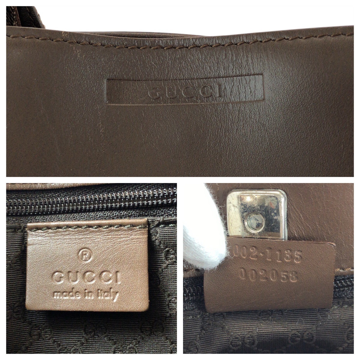 GUCCI Tote Bag 002 1135 leather Brown Tote Bag Shoulder Bag Sherry line Women Used Authentic