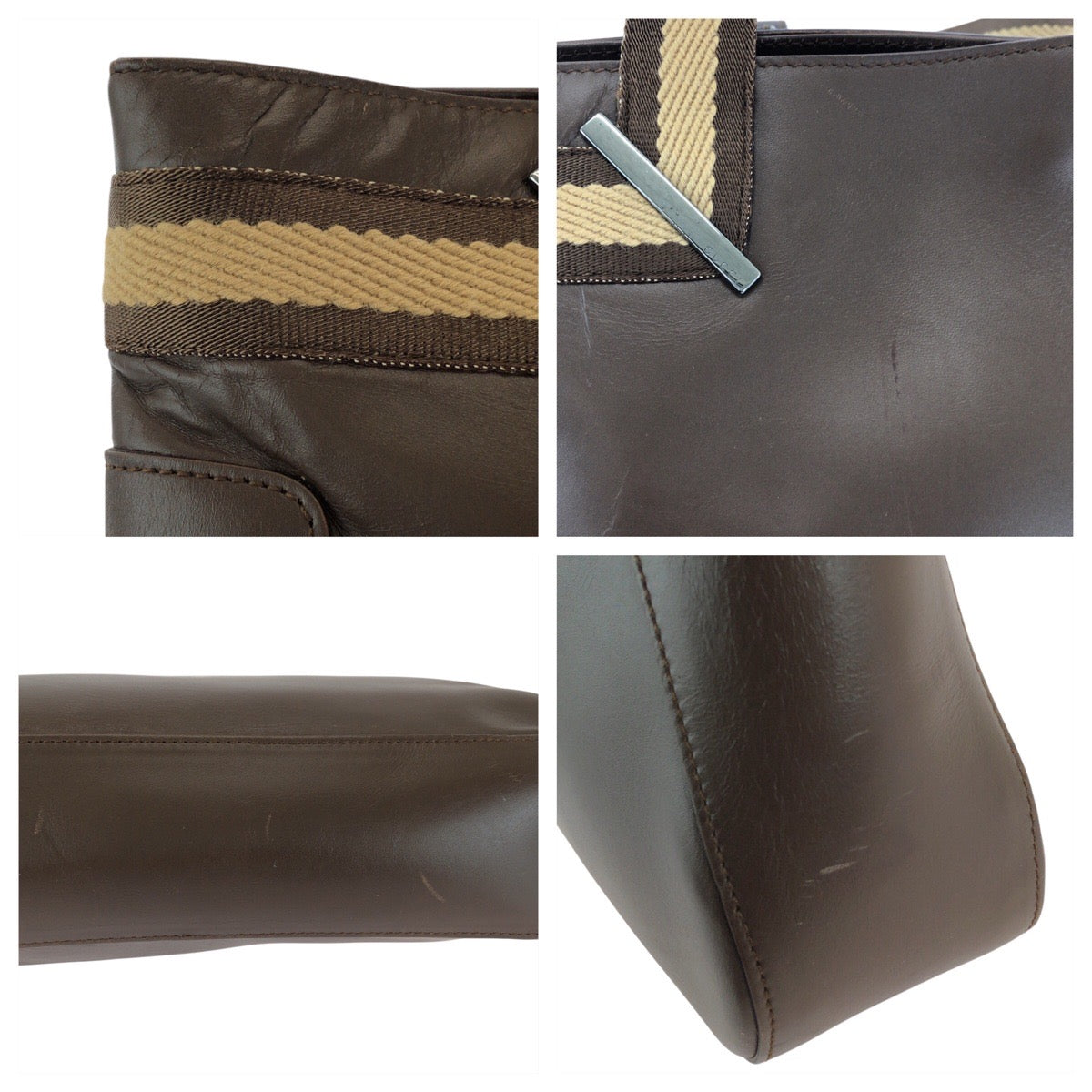 GUCCI Tote Bag 002 1135 leather Brown Tote Bag Shoulder Bag Sherry line Women Used Authentic