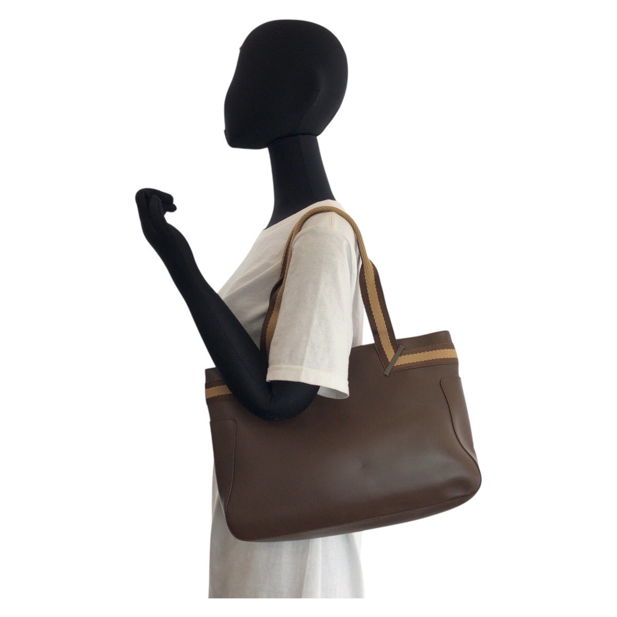 GUCCI Tote Bag 002 1135 leather Brown Tote Bag Shoulder Bag Sherry line Women Used Authentic